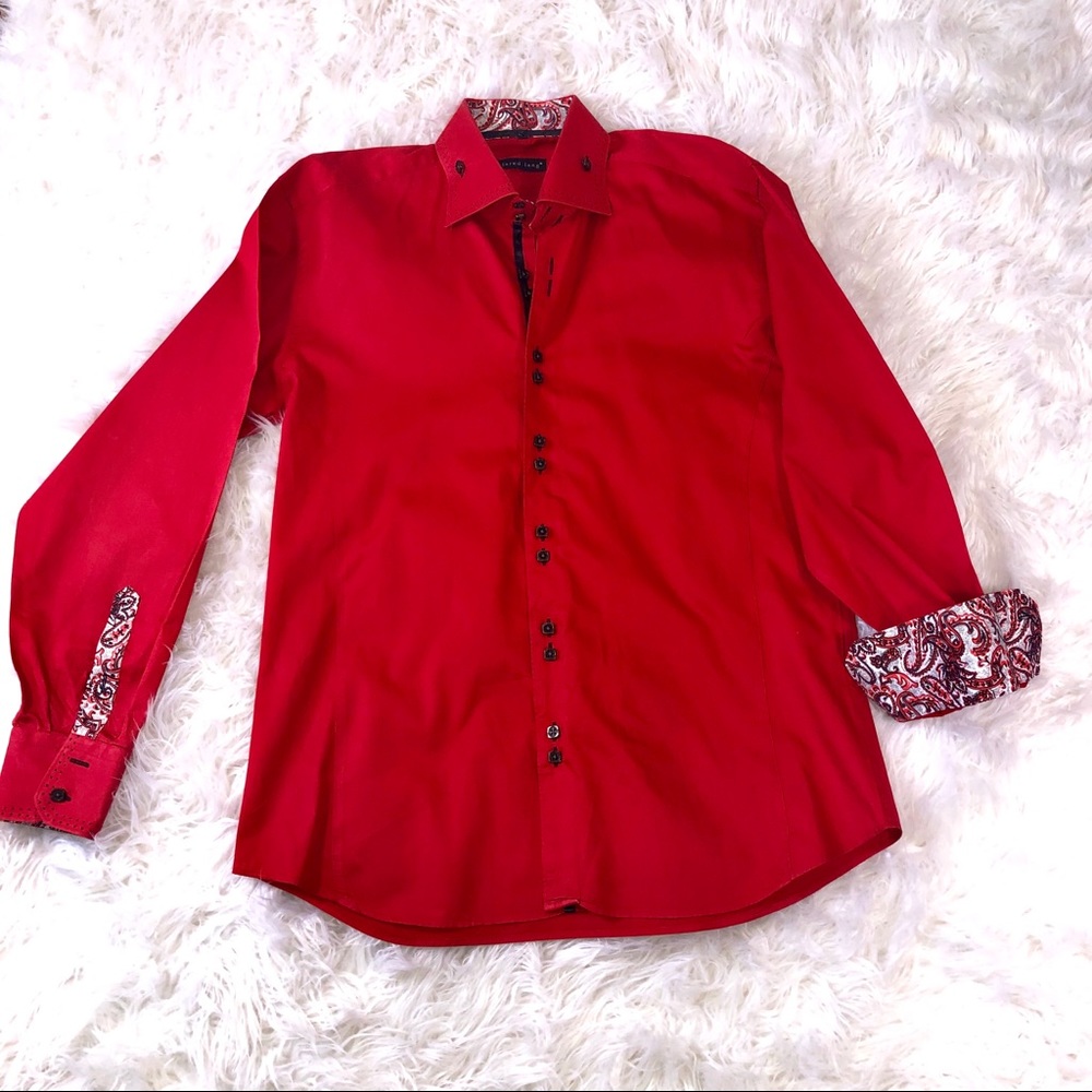Jared Lang Red/Paisley L/S Shirt Flipped Cuff